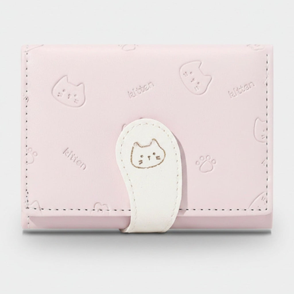 Cute Kitten Embroidered Pink Tri-Fold Wallet – bags & wallets (view 1)