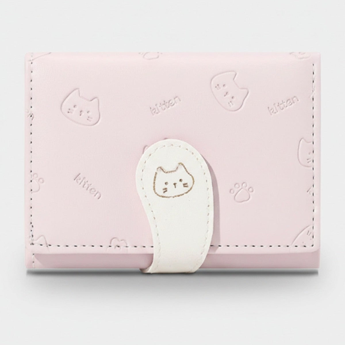 Cute Kitten Embroidered Pink Tri-Fold Wallet – bags & wallets (view 1)