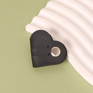 Heart PU Leather Cable Organizer Earphone Holder Strap - Black