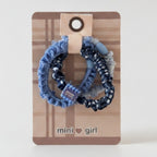 Blue & Black Textured Scrunchie Set with Ruched Detail – hair accessories (view 1)