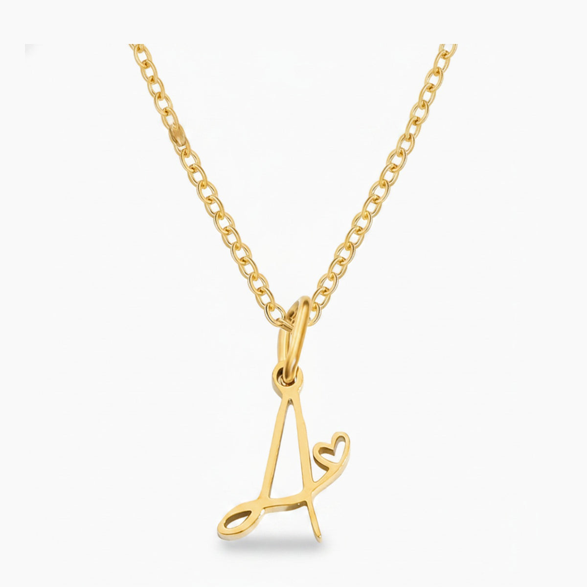 Letter A Heart Pendant Necklace - Gold – jewelry (view 1)