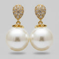 Pearl Drop Earrings With Rhinestone Caps – jewelry (view 1)