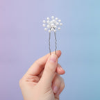 Pearl Cluster Hair Pin Set - Silver