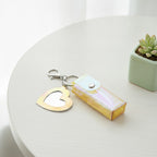 Holographic Heart Charm Keychain - Yellow