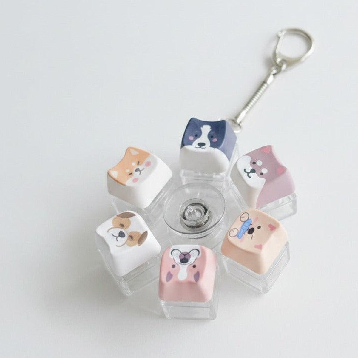 Spin Wheel Animal Face Keychain - Puppy Squad