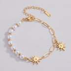 Pearl & Celestial Star Bracelet - Gold