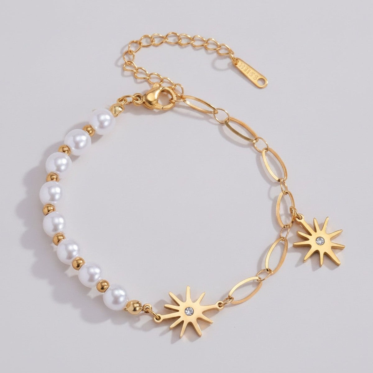 Pearl & Celestial Star Bracelet - Gold