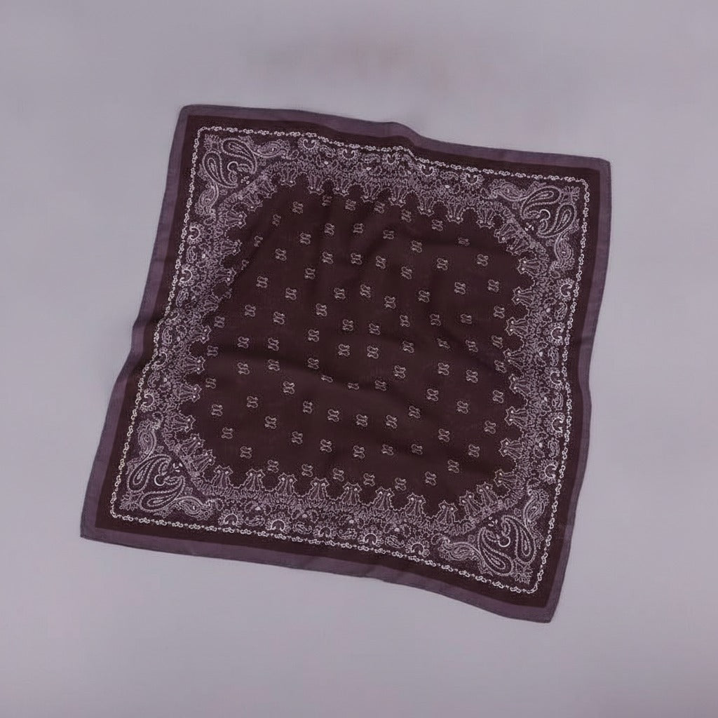 Ornate Bandana Square Scarf - Mauve