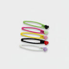Gemstone Hair Clip Set Green & Heart Details