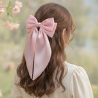 Gingham Bow Hair Claw - Dusty Rose