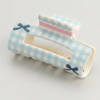 Blue Gingham Hair Claw With Bow Detail – hair accessories (view 1)