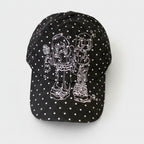 Black Polka Dot Baseball Cap with Anime Girl Graphic – apparel accessories (view 1)