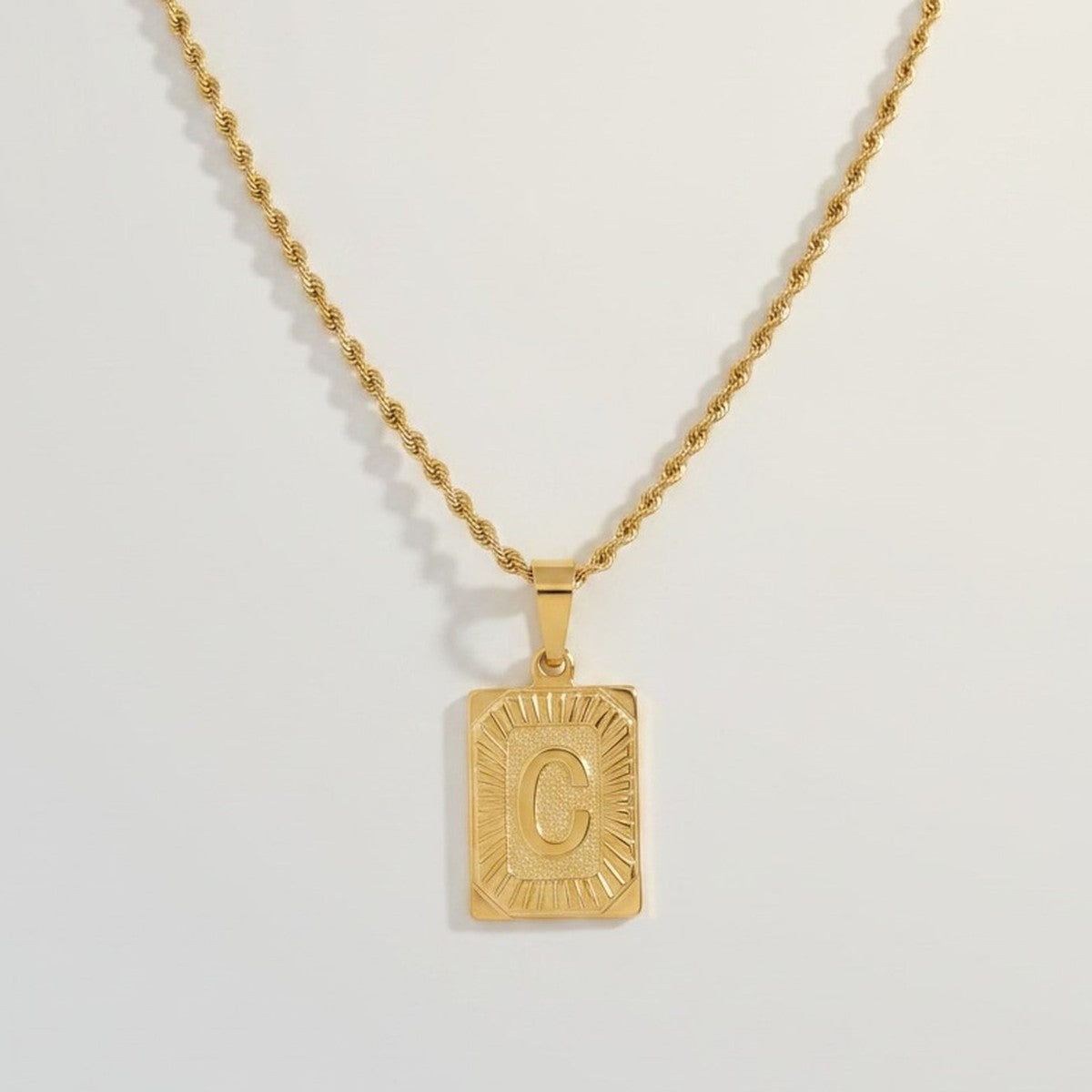 Initial Pendant Gold Rope Chain Necklace – jewelry (view 1)