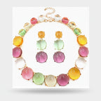 Colorful Cabochon Beaded Necklace and Earrings Set – jewelry (view 1)