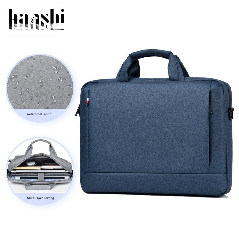 Waterproof Laptop Briefcase Business Shoulder Bag - Blue