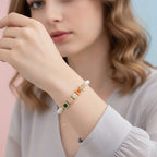 Rainbow Charm Pearl Bracelet - Gold Rainbow