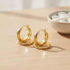 Layered Snake Chain Hoop Earrings - Gold