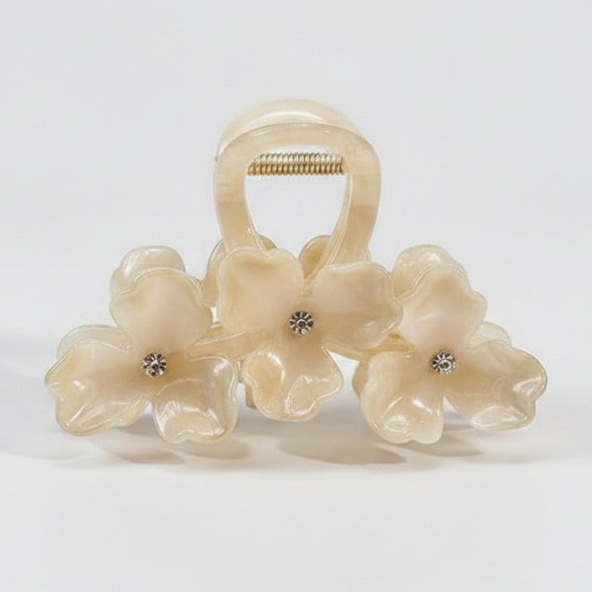 Pearl Flower Hair Claw Rhinestone - Cream White – hair accessories (view 1)