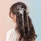 Beaded Butterfly Hair Claw - Crystal Tassel