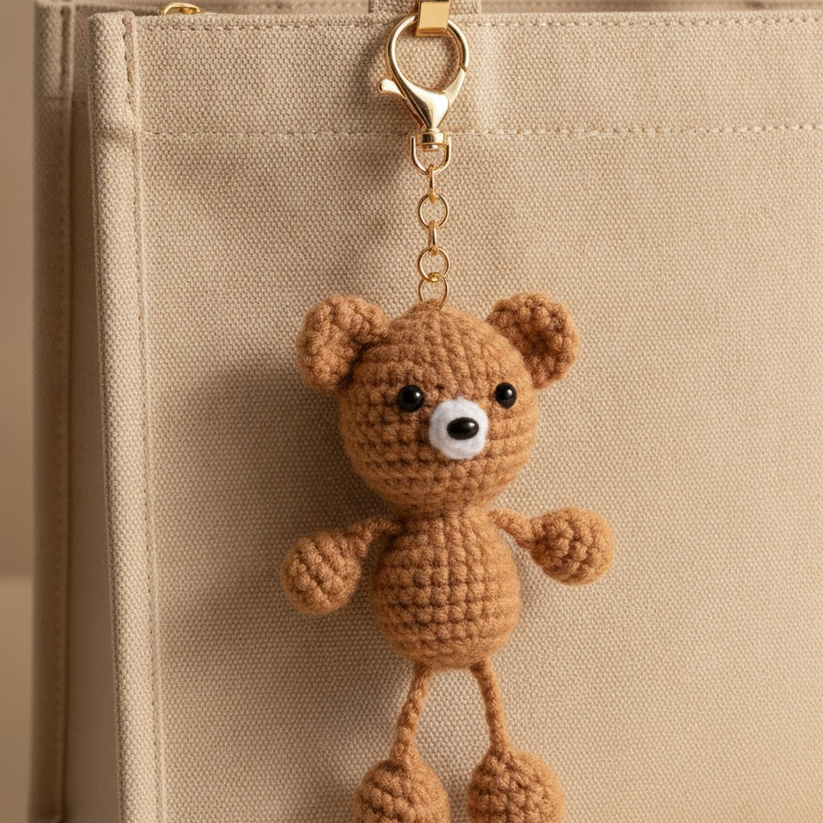 Tiny Bear Crochet Keychain DIY Kit