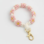 Crochet Daisy Flower Keychain - Soft Pink