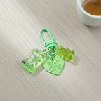Candy Bear Heart Charm Keychain - Green