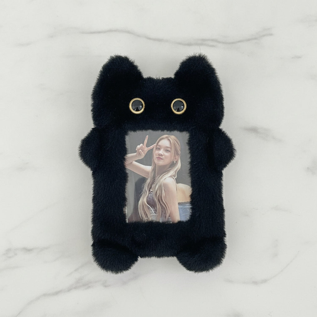 Fuzzy Cat Photo Frame Charm - Black