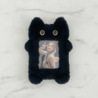 Fuzzy Cat Photo Frame Charm - Black