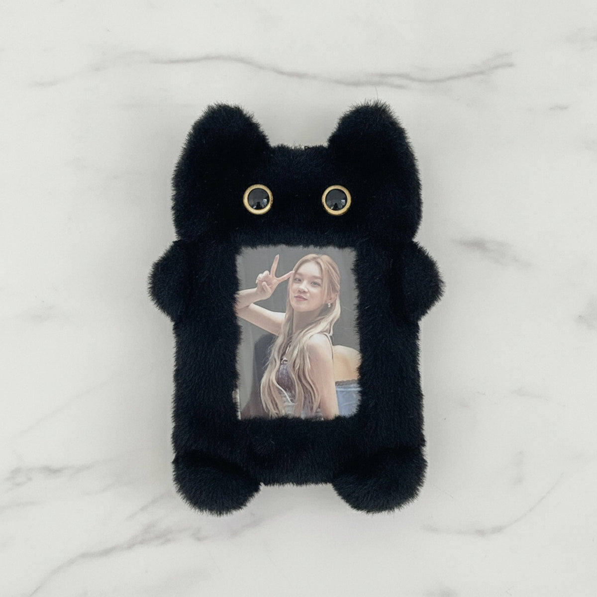 Fuzzy Cat Photo Frame Charm - Black
