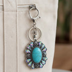 Turquoise Sunburst Charm Keychain - Type 2