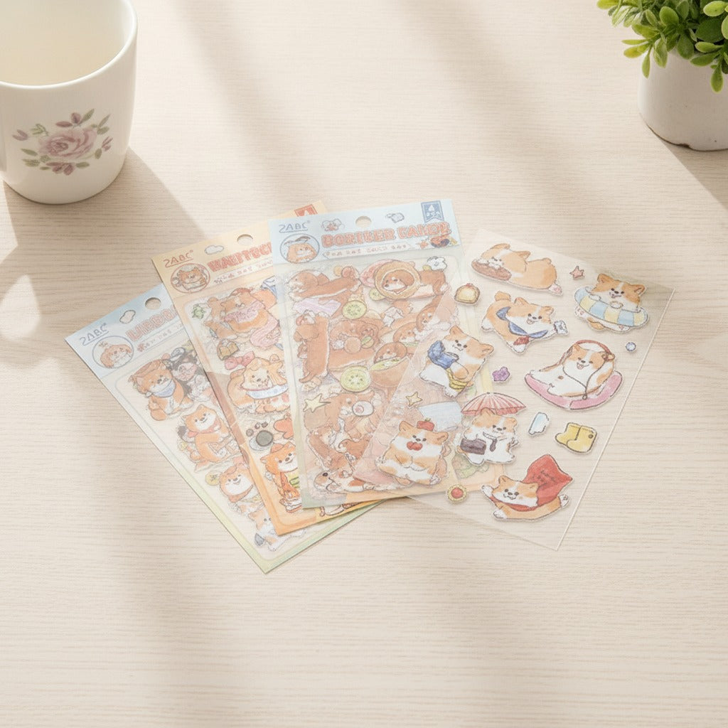 Cute Bear Sticker Sheet Set - Cheeky Corgi