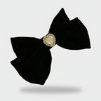 Black Pearl Heart Hair Bow Clip – hair accessories (view 1)
