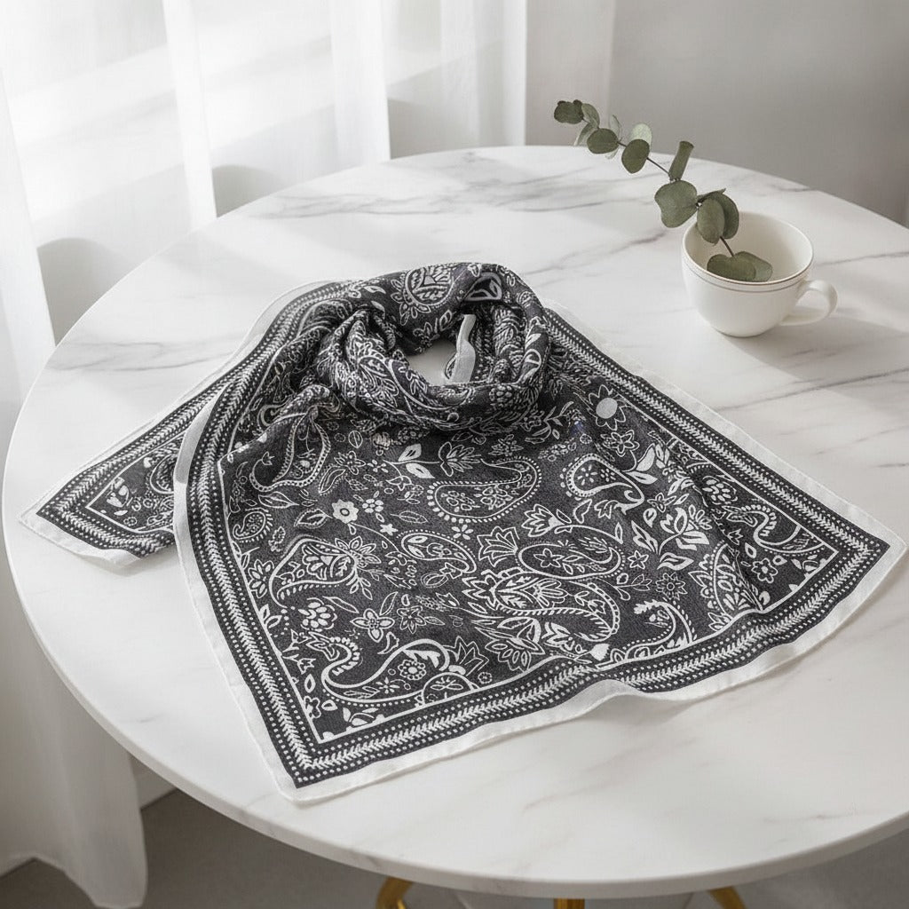 Paisley Bandana Scarf - Classic Charcoal