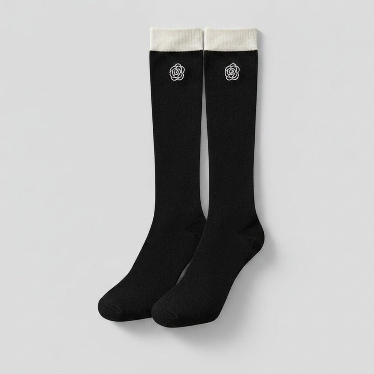 Black Rose Embroidered Knee-High Socks – apparel accessories (view 1)