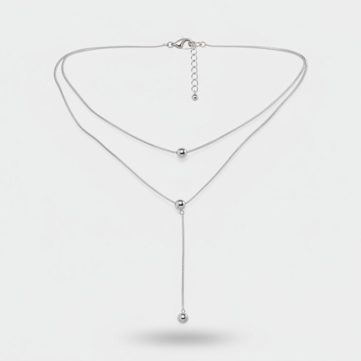 Layered Silver Ball Chain Necklace – jewelry (view 1)
