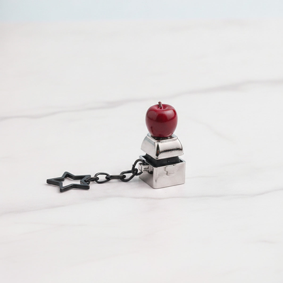 Fruit Charm Keychain With Light - Dark Red Apple