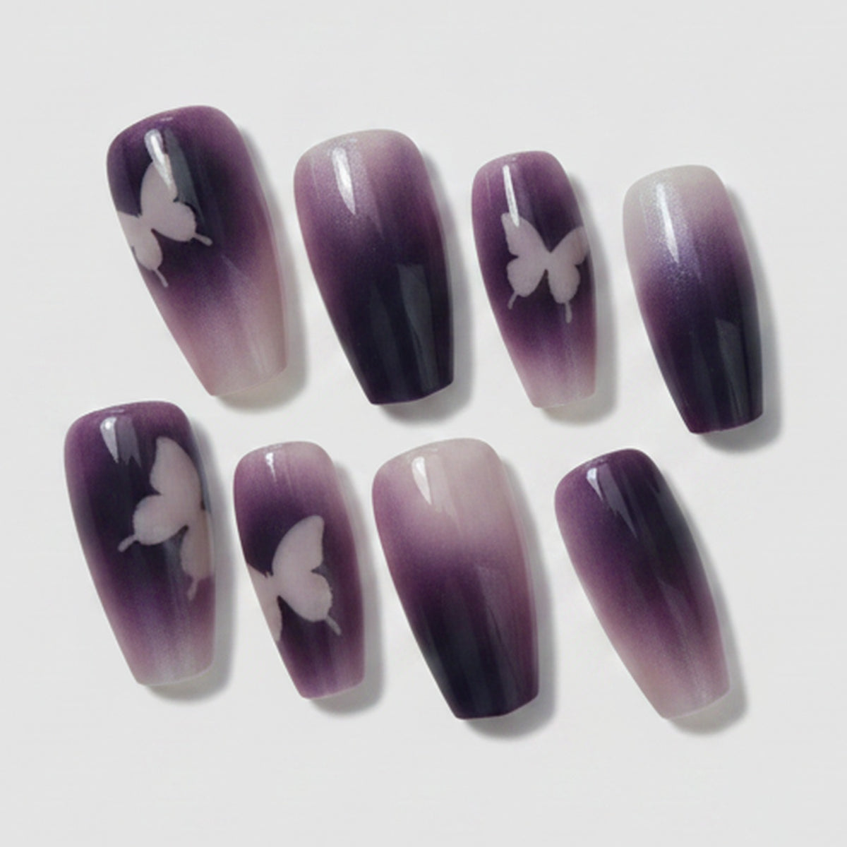 Butterfly Ombre Press-On Nails Set - Purple Ombre Butterfly