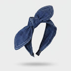 Denim Bunny Ear Knot Headband - Dark Denim – hair accessories (view 1)