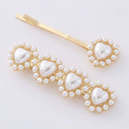 Pearl Heart Gold Hair Clips Set – hair accessories (view 1)
