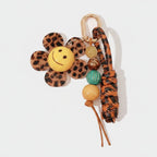 Leopard Print Flower Smiley Acrylic Keyring Charm – novelty & toys (view 1)