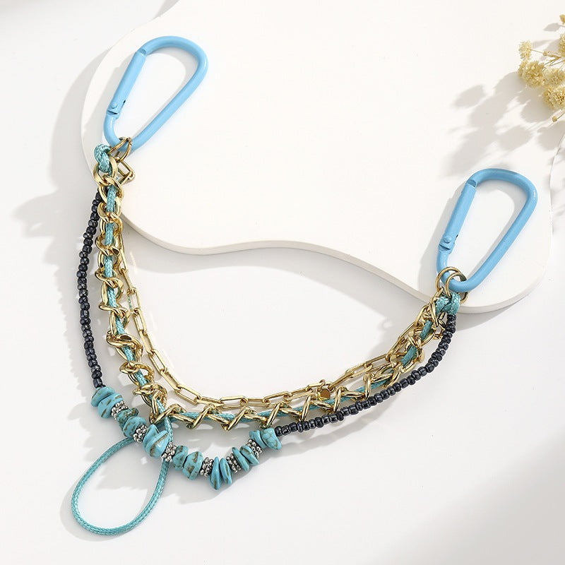 Luxury Turquoise Boho Bag Chain Keychain Strap Charm - Lakeblue
