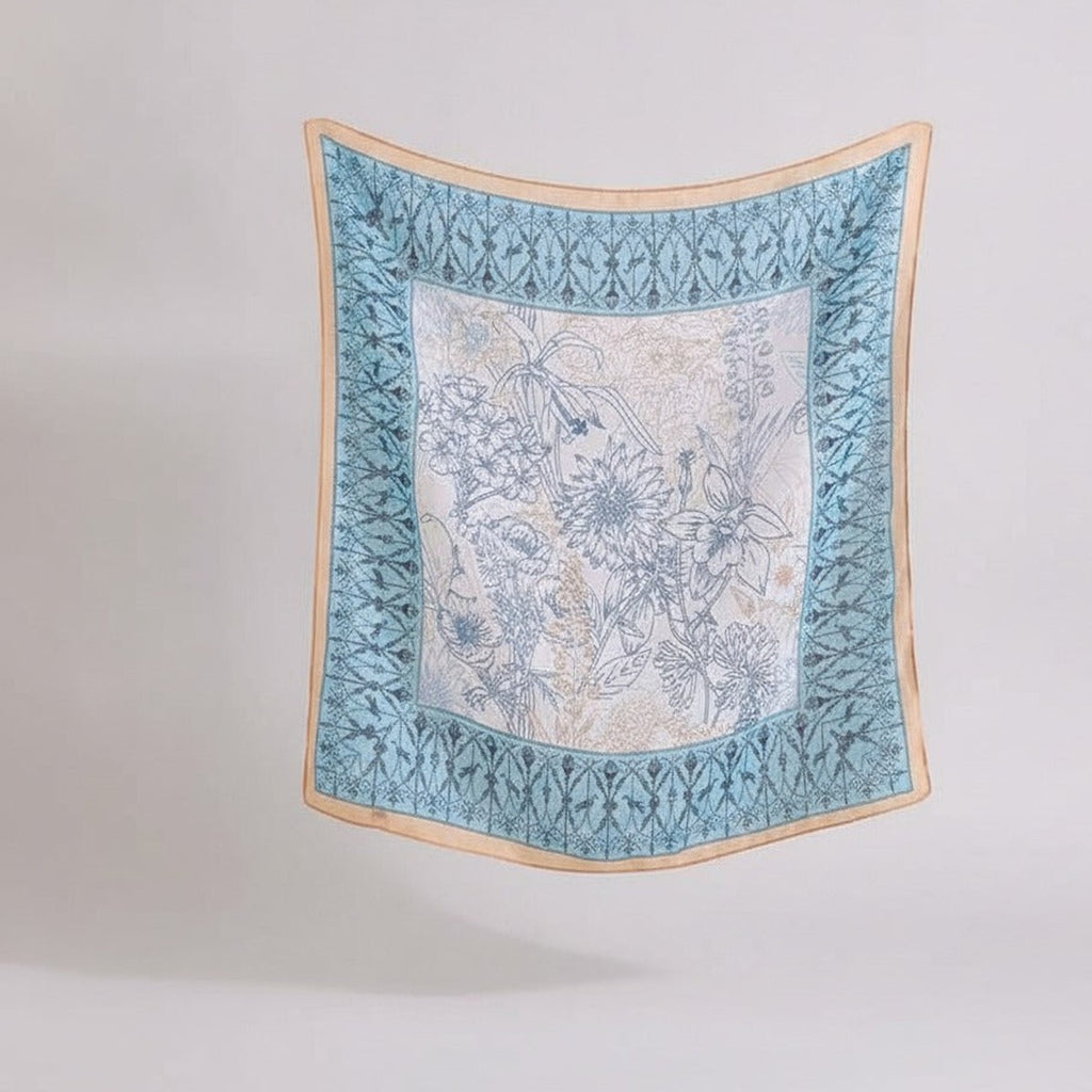 Botanical Border Silk Scarf - Mauve