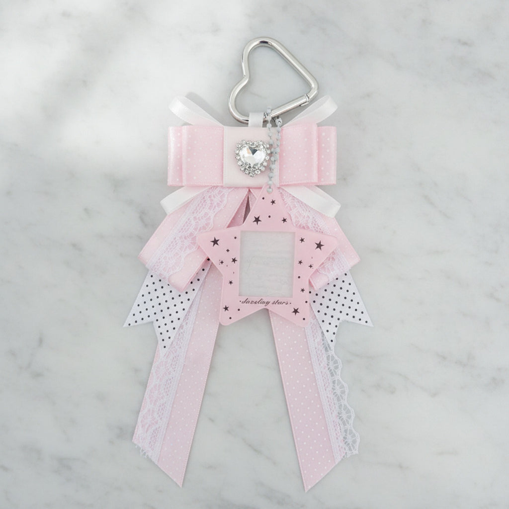 Celestial Bow Bag Charm - Pink Polka Dot