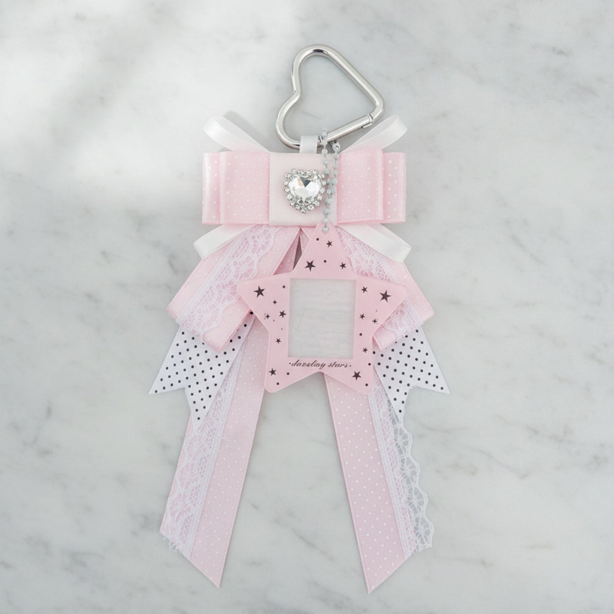 Celestial Bow Bag Charm - Pink Polka Dot