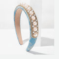 Pearl Beaded Padded Headband - Blue – hair accessories (view 1)