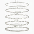 Silver Chain Link Bracelet Set Six Piece – jewelry (view 1)