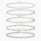 Silver Chain Link Bracelet Set Six Piece – jewelry (view 1)