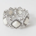 Stone Beaded Statement Bracelet - Bracelet White – jewelry (view 1)