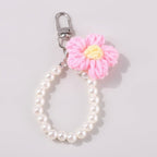 Daisy Pearl Beaded Keychain - Pink