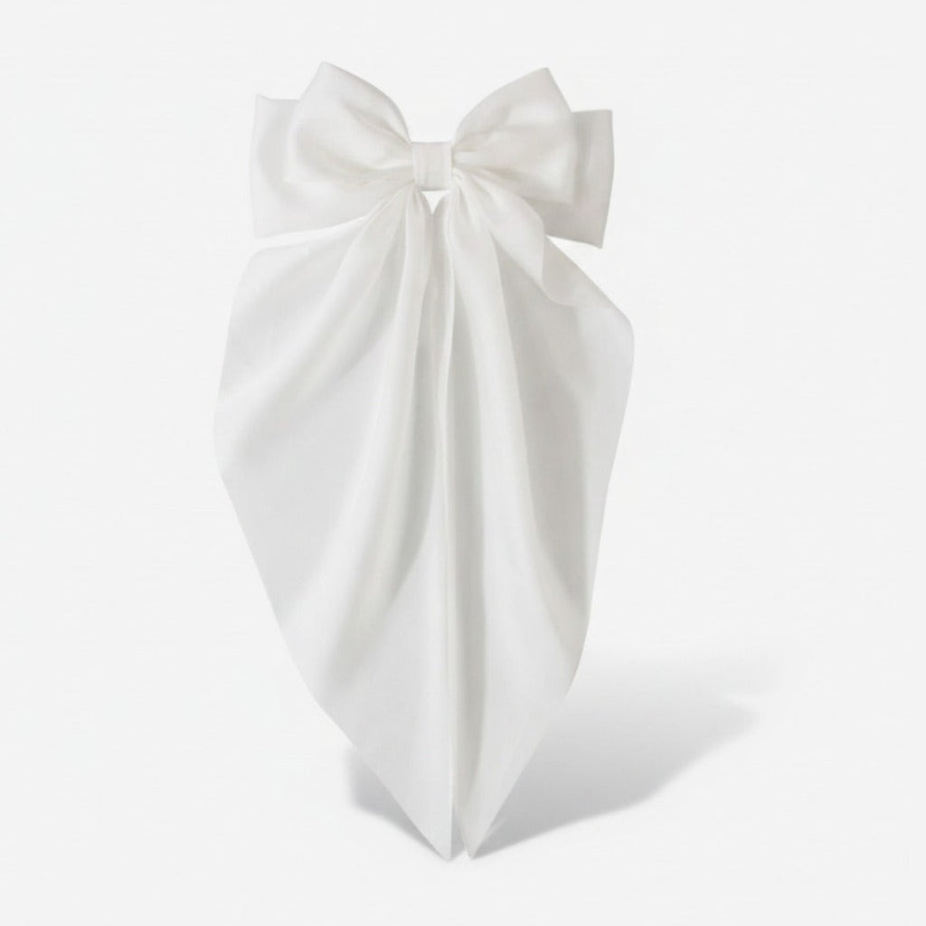 Oversized Bow Hair Claw - White